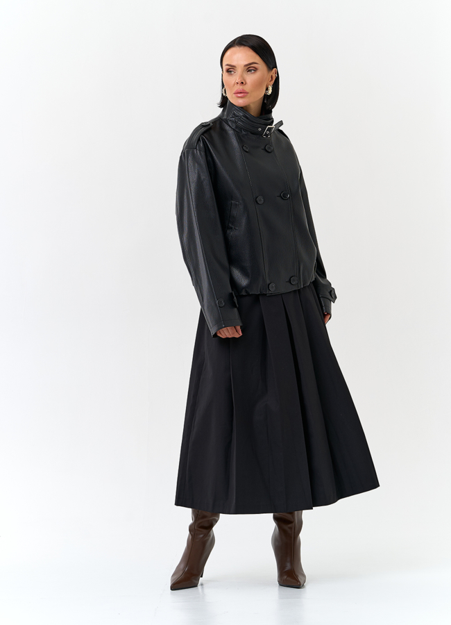 Женская куртка из эко кожи черного цвета модель № 32738 в кредит