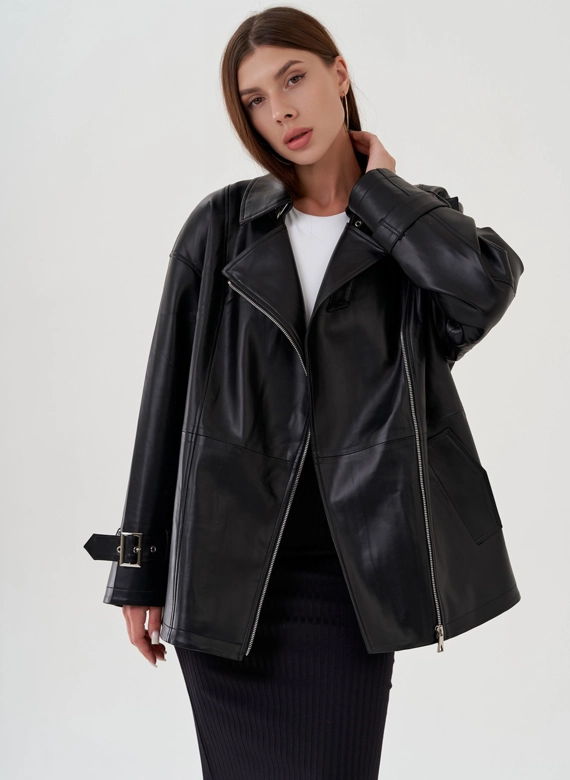 Куртка женская из эко кожи с поясом