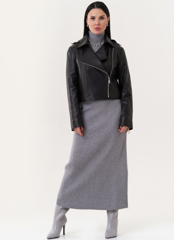 Укороченная куртка из натуральной кожи