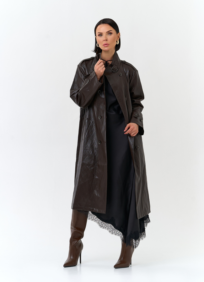 Женский плащ из эко кожи модель № 32849 универмаг малина
