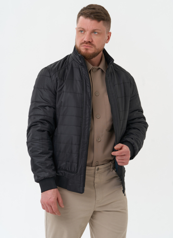 Мужская куртка бомбер черного цвета Мужская куртка бомбер черного цвета