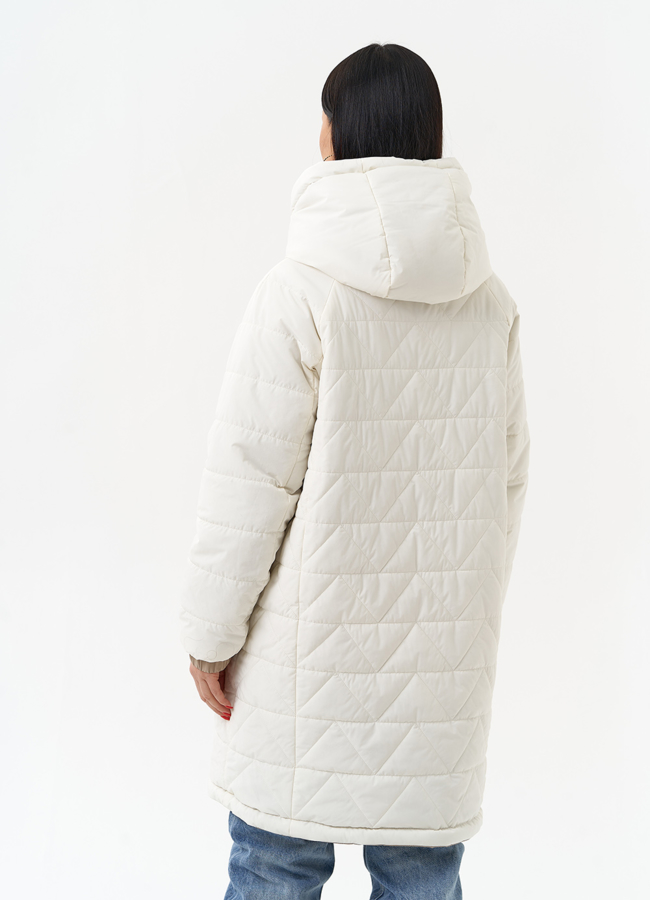 фото Женская удлиненная куртка с капюшоном модель № 30013