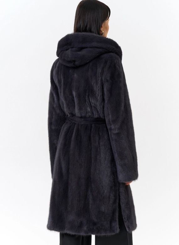 Норковая шуба с поясом