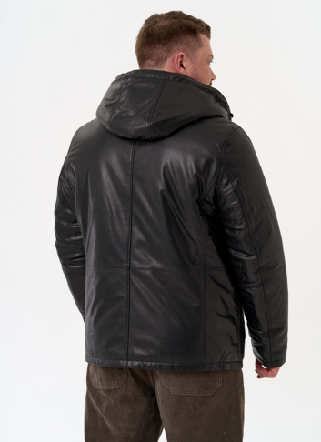 Куртка из натуральной кожи с капюшоном