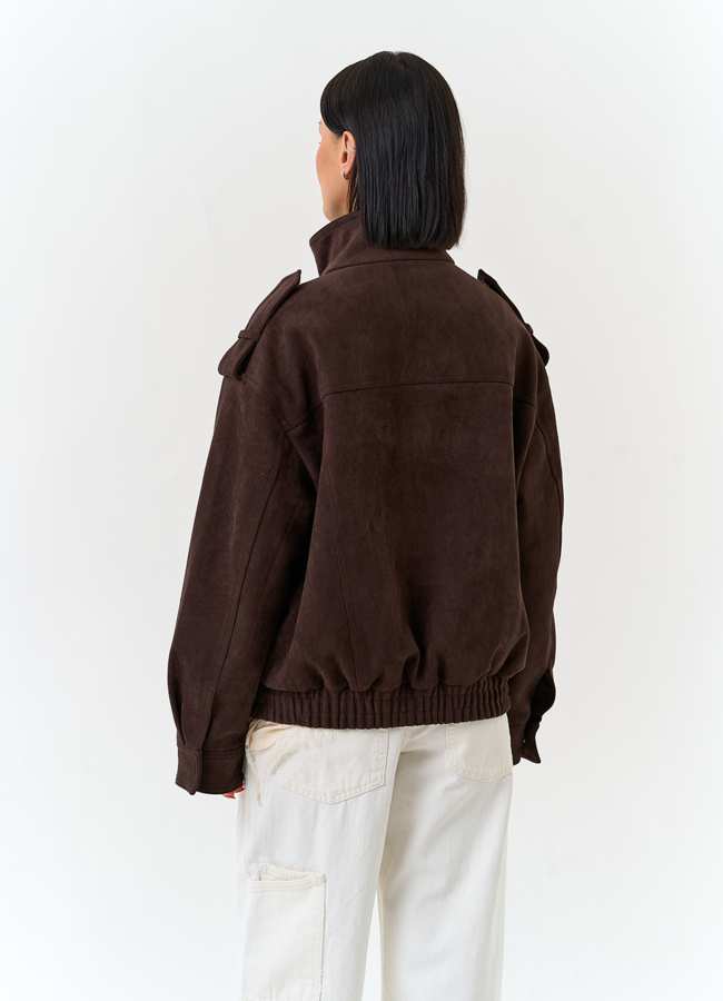 фото Женская куртка бомбер из эко замши  модель № 33036