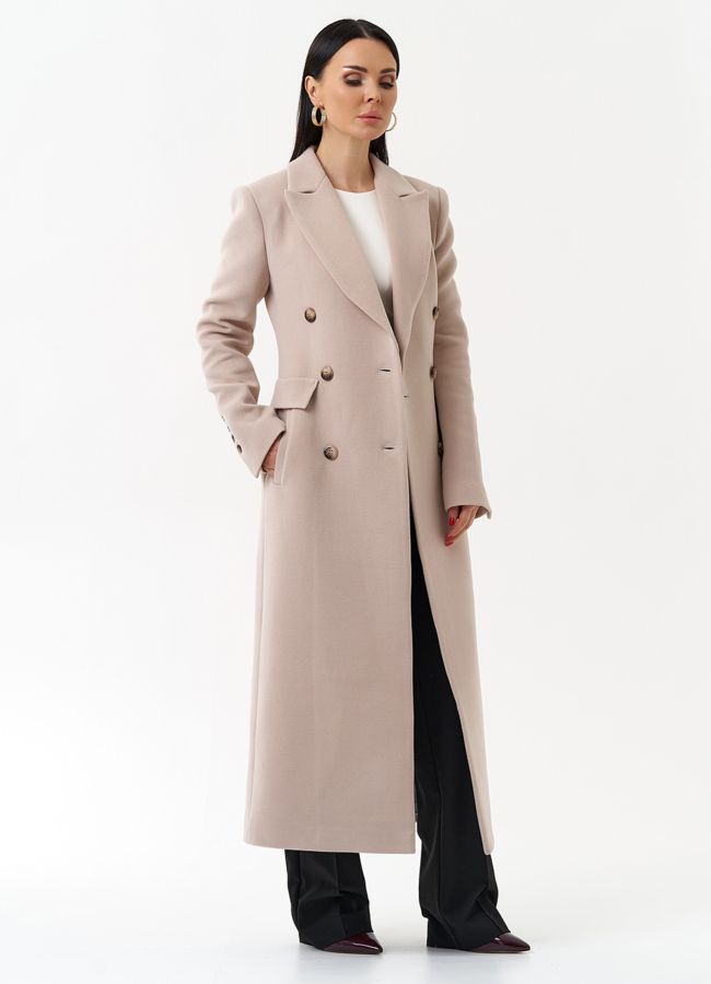 Длинное женское пальто с английским воротником модель № 29897 универмаг малина