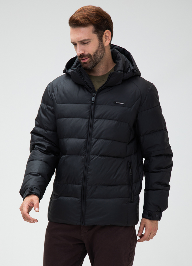 Мужской пуховик с капюшоном  модель № 28875 в кредит