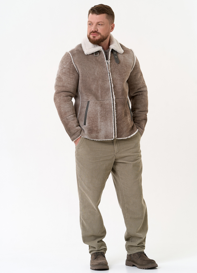 Светлая мужская дубленка модель № 28913 в рассрочку