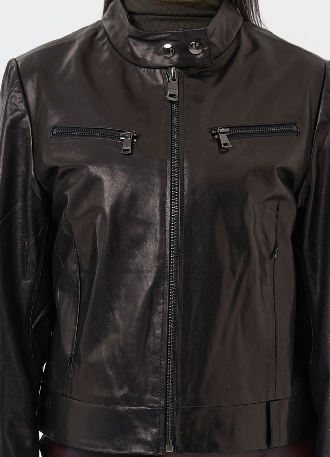 Женская кожаная куртка мото модель № 29906 в кредит