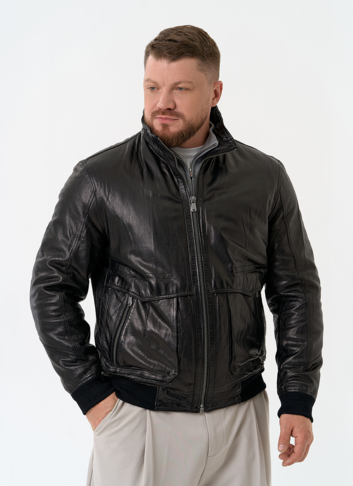 Мужская утепленная куртка из натуральной кожи