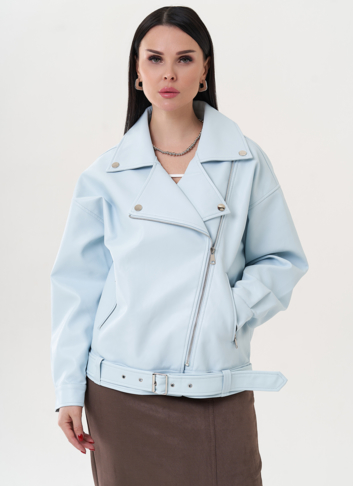 Куртка "косуха" голубого цвета из эко кожи