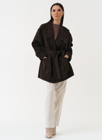 Куртка из натуральной замши коричневого цвета