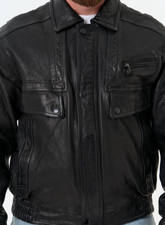 Мужская куртка бомбер из натуральной кожи