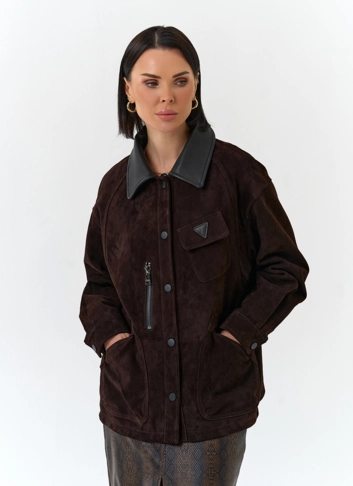 Женская куртка из натуральной замши фото