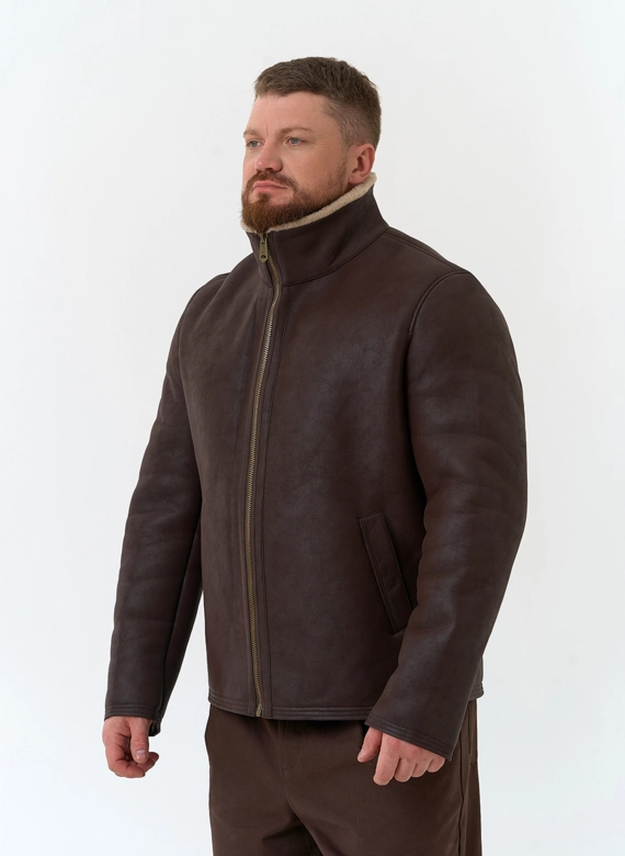 Мужская дубленка из эко замши фото