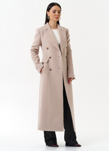 Длинное женское пальто с английским воротником