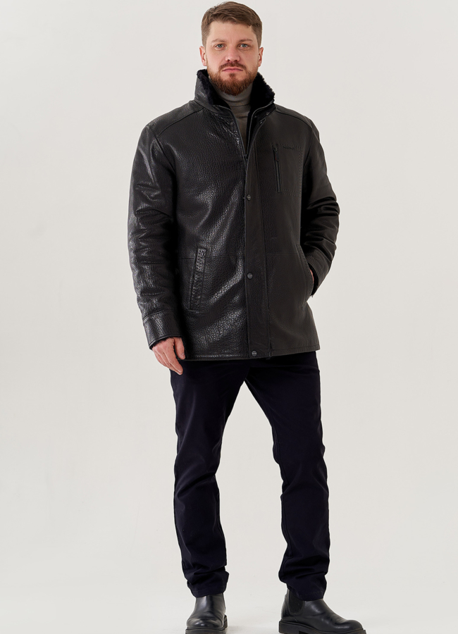 Мужская дубленка  модель № 79295 меха малина