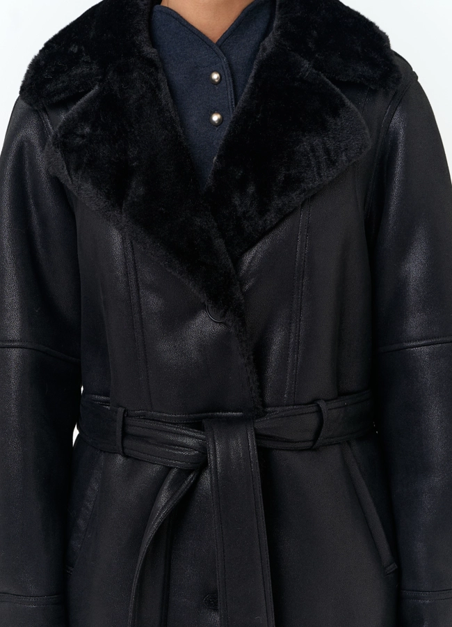 Женская дубленка из эко замши модель № 33885 универмаг малина