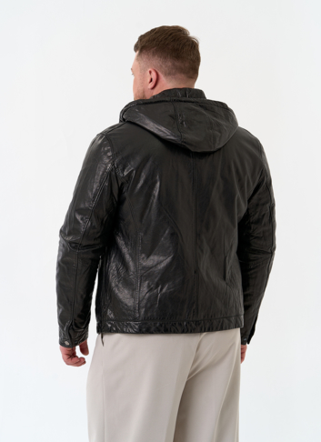 Мужская утепленная куртка из натуральной кожи