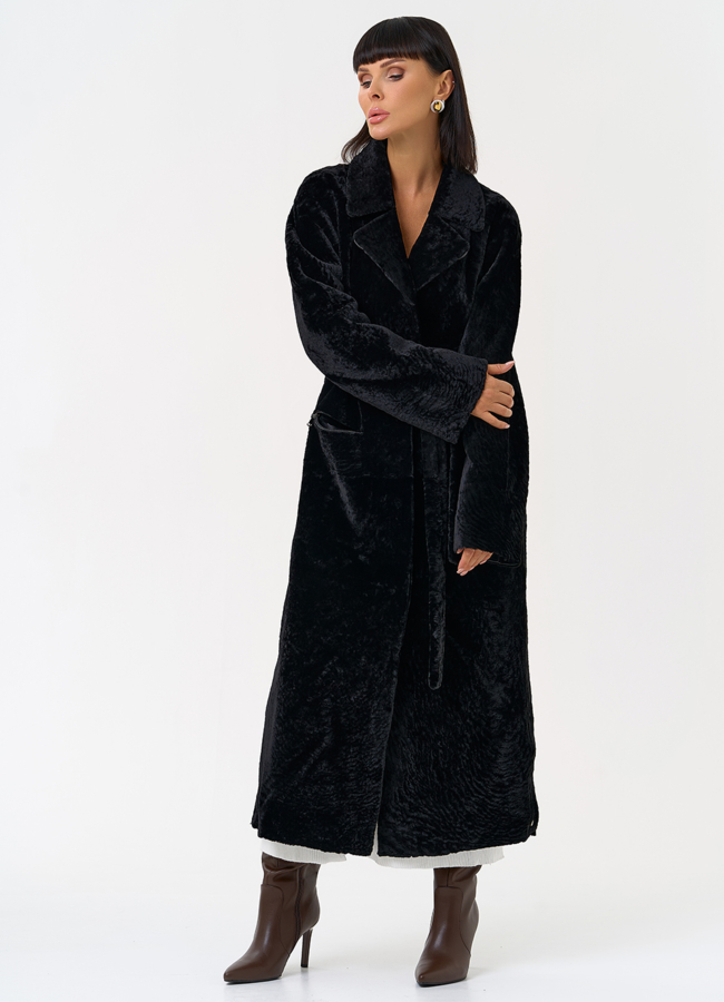 Женская двухсторонняя дубленка с английским воротником модель № 31625 универмаг малина