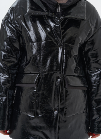 Куртка женская из эко кожи с капюшоном