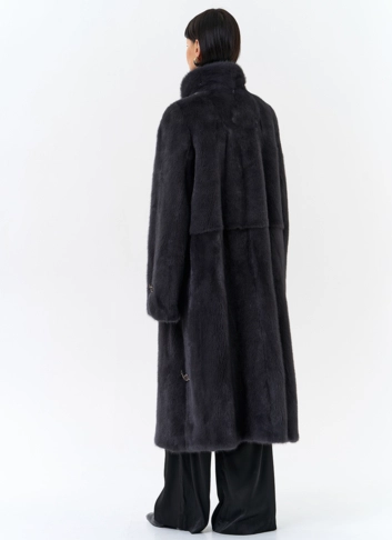 Норковая шуба с воротником стойка  фото
