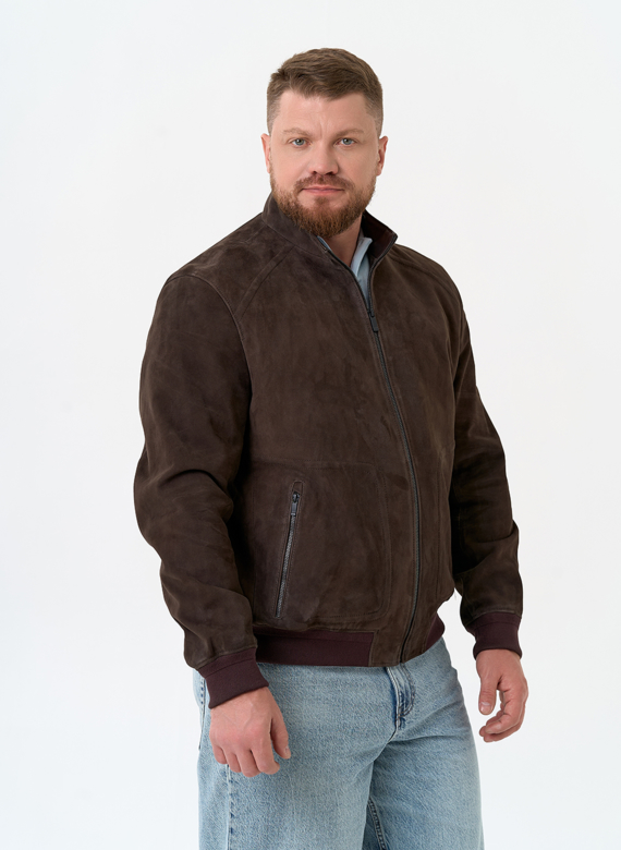 Мужская куртка бомбер из натуральной замши
