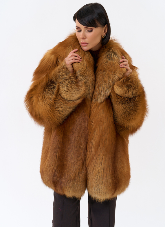 Шуба из рыжей лисы