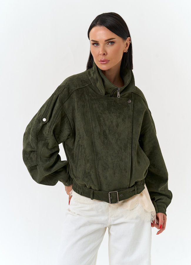 Женская куртка бомбер из эко замши  модель № 33034 в кредит