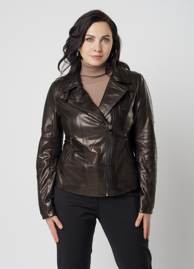 Кожаная куртка - косуха модель № 10634 универмаг малина
