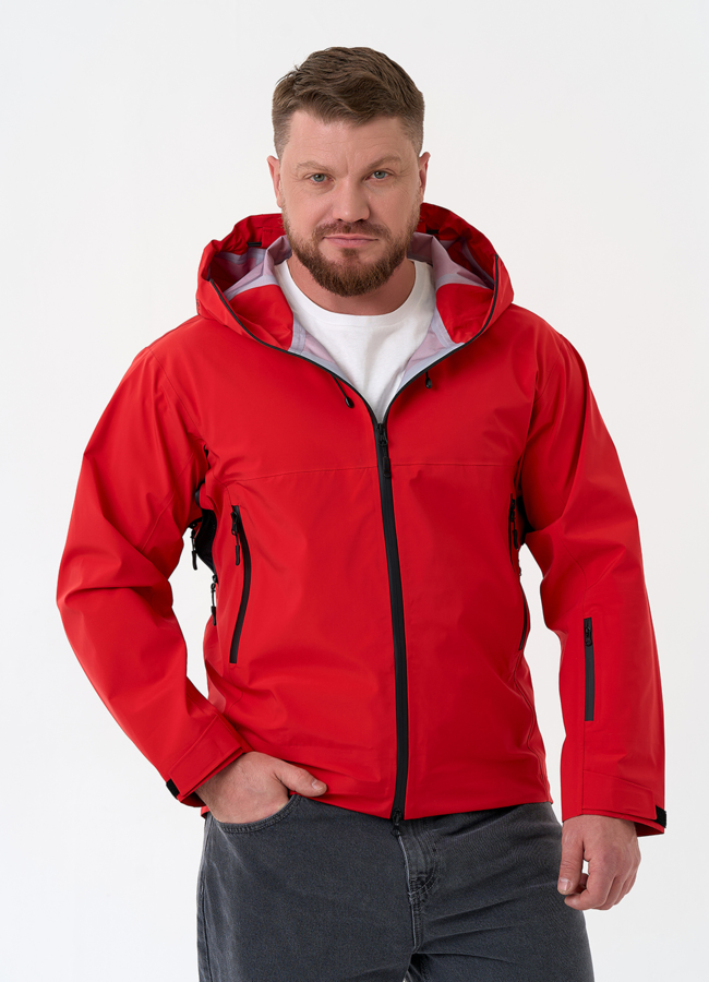 Мужская ветровка красного цвета модель № 32657 меха малина
