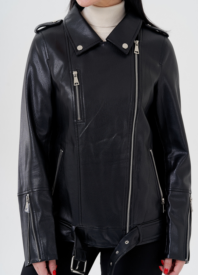 Женская косуха из эко кожи  модель № 24126 универмаг малина