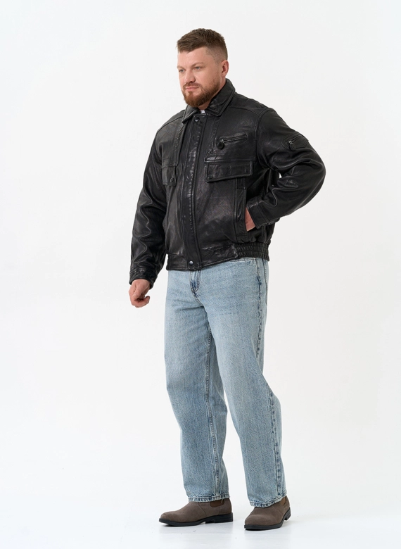 Мужская куртка бомбер из натуральной кожи