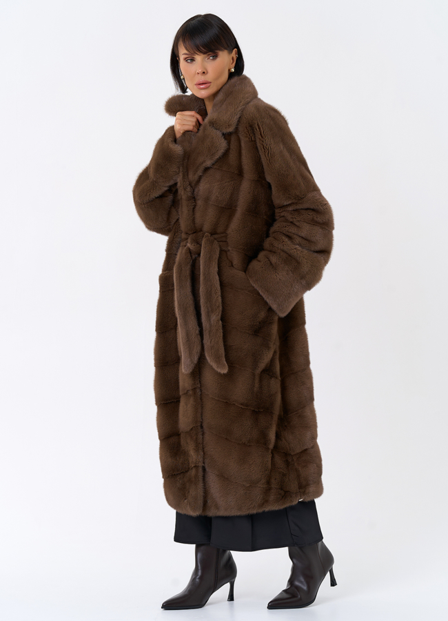 Длинная шуба с английским воротником модель № 31862 универмаг малина