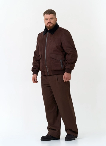 Мужская утепленная куртка из эко замши фото