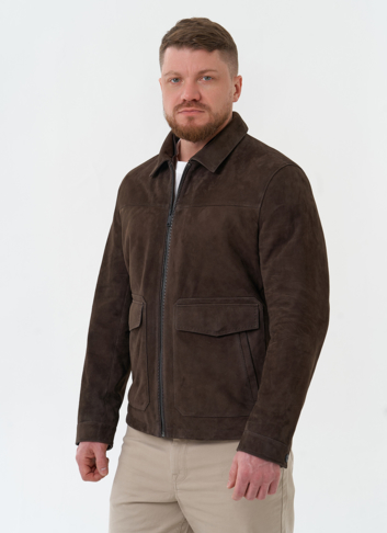 Мужская куртка из натуральной замши коричневого цвета
